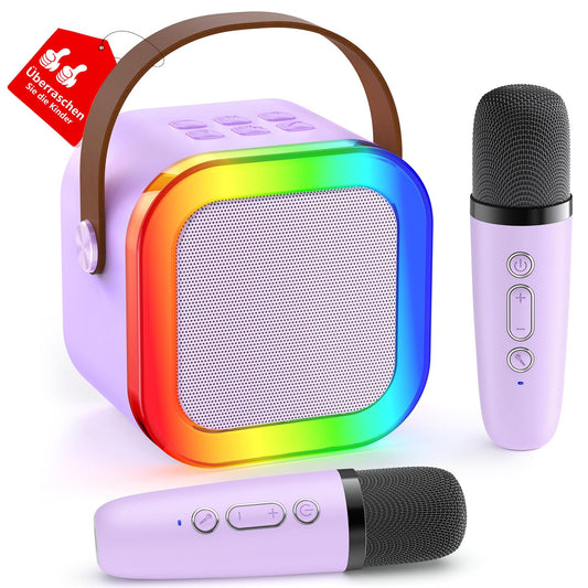 Karaoke Machine for Kids, Gift for Girls 3-12 Years, Karaoke Kids Toy for 3-12 Year Old Girls, Karaoke Machine with 2 Karaoke Microphones for Kids, Purple
