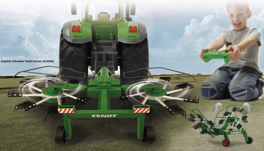 JAMARA 405035 - Fendt 1050 Vario 1:16 2.4GHz - RC tractor, engine sound (can be turned off), reverse warning sound, horn, shut-off function, 2-wheel drive, rubber tires, bright LEDs in front, turn signals, demo function.