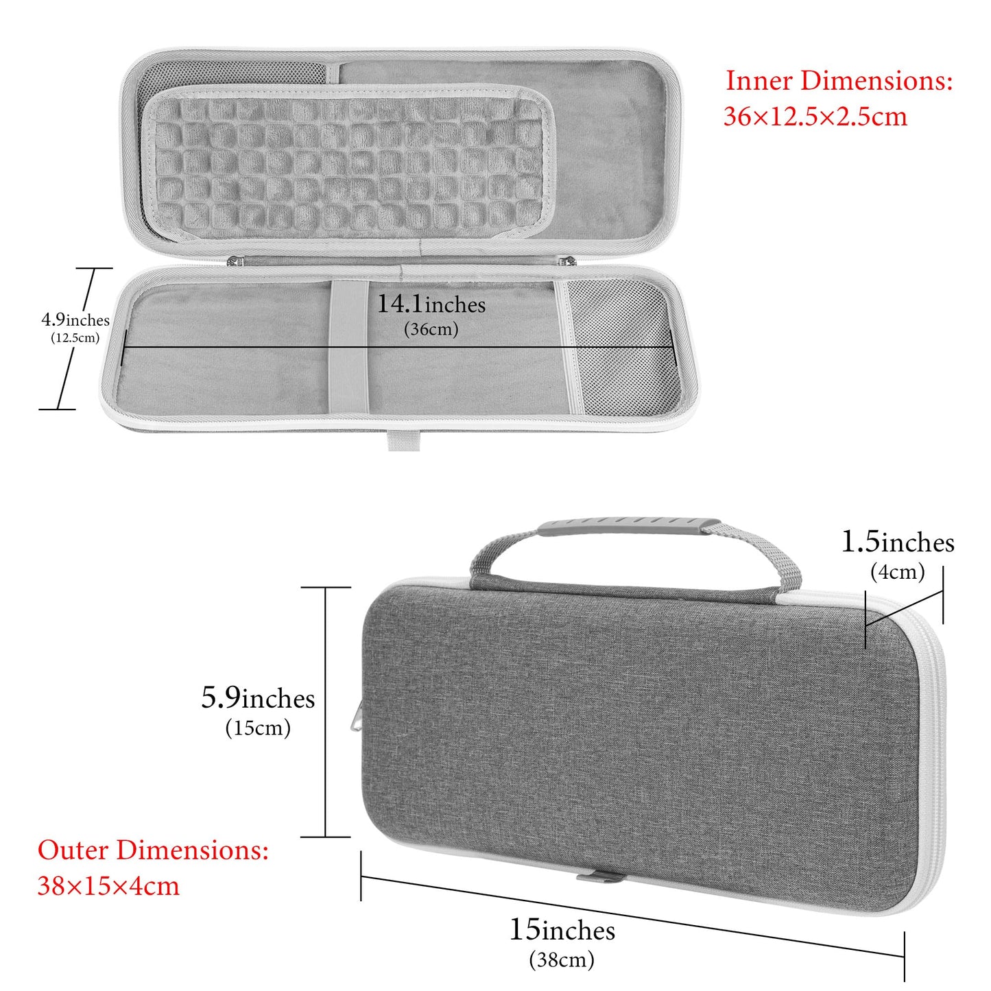 GEEKRIA Keyboard Carry Case, hard shell protection compatible with Apple Magic Keyboard (MXCL3LL/A) / MK2A3LL/A / MXCK3LL/A / MK293LL/A, Mouse Combo Case (Light Gray)