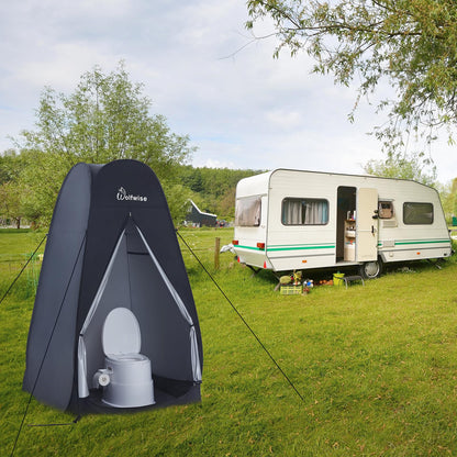WolfWise Pop-Up Shower Tent, Large Toilet Tent, Changing Room, Portable Camping Shower Cabin WC Tent Mobile Changing Room Outdoor Privacy Tent Spacious Private Tent for Hiking Beach Black
