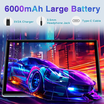 2025 Latest Tablet 10 Inch Android 14 Tablets, 20GB RAM+128GB ROM/TF 2TB, WLAN 6, 5G+2.4G WLAN,8-Core,WideVine L1,1280*800 FHD IPS,6000mAh,8MP+5MP,BT5.0,GMS Tablet With Keyboard and Mouse - Blue