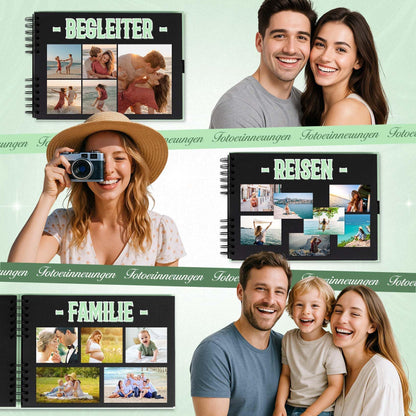 KASZOO DIY photo album for self-customization, scrapbook with 80 green pages for sticking photos, perfect gift set for family, baby, birthdays, anniversaries, Valentine's Day, weddings.
