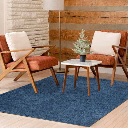 Paid carpet living room high pile shaggy - 160x230cm - Blue plain fluffy modern boho decor rugs soft bedroom