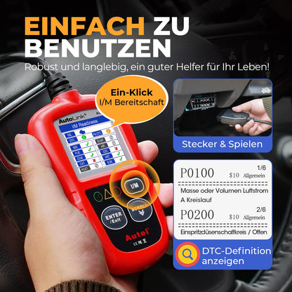 Autel AutoLink AL319 OBD2 diagnostic tool, one-click I/M readiness test, full OBD2 functions, car reader for all vehicles, German car diagnostic scanner, upgraded in 2024.