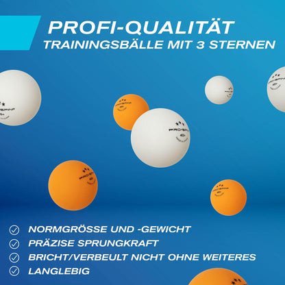 PRO-SPIN Table Tennis Paddle Set - With Table Tennis Net For Any Table, 3-Star Table Tennis Balls, Bag/Case | 2-Pack | Retractable Portable Table Tennis Net | Great Gift & Games
