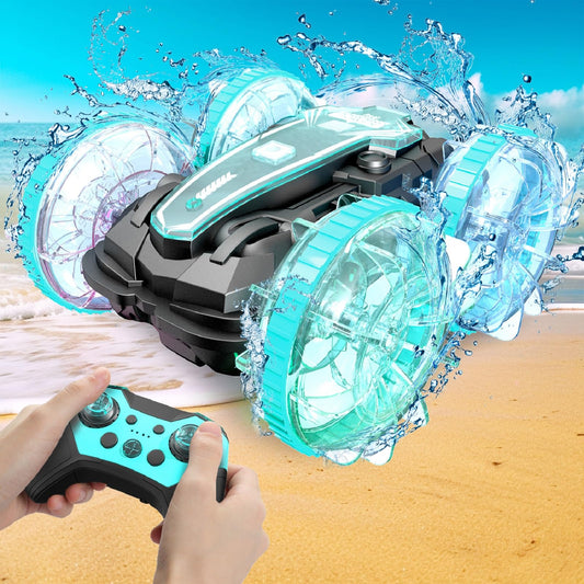 Korffe Amphibious Remote Control Car for ages 4-9. Perfect Christmas or birthday gift for boys 6-18. Great indoor and outdoor toy for kids.