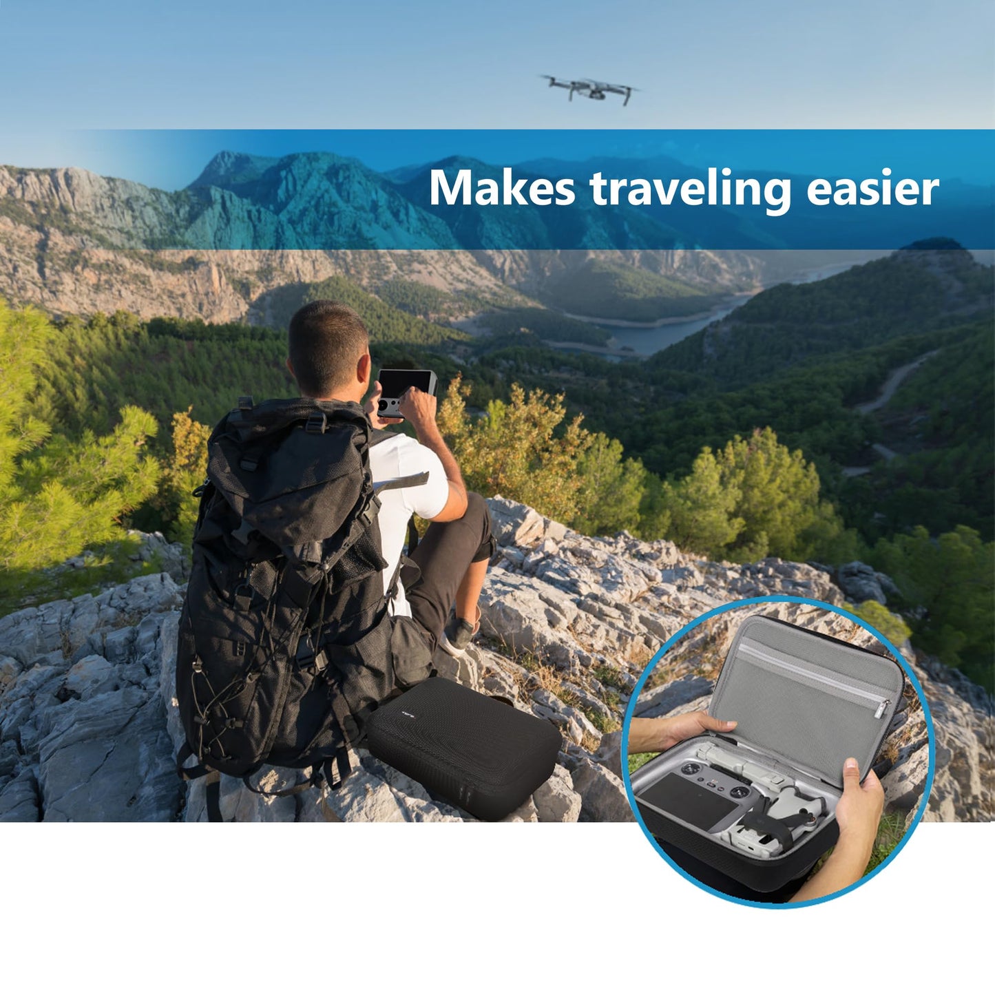JSVER DJI Mini 4 Pro/Mini 3 Bag, Carrying Case Compatible with Drone Combo and Accessories - Black