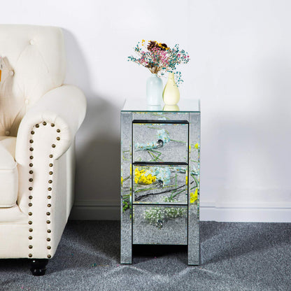 LEADZM nightstand glass with 3 drawers, 1 piece, side table bedside cabinet, storage cabinet, for living room, bedroom, office, bathroom, etc., 30 x 30 x 60 cm (1)