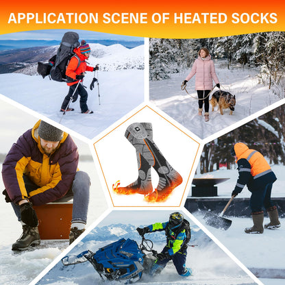 MRAWARM Heated Socks, 6000mAh Rechargeable Battery Electric Heated Socks for Men Women, 3 Heat Levels Winter Cotton Socks for Outdoor Sports.