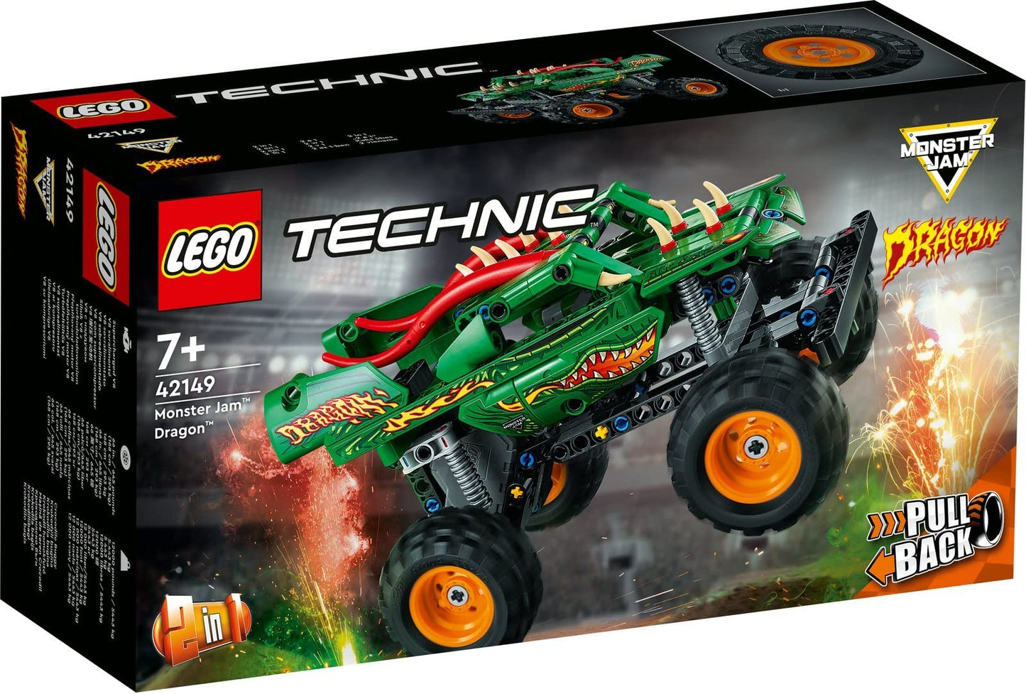 Lego Technic 4-set: 42118 Monster Jam Grave Digger, 42149 Monster Jam Dragon, 42150 Monster Jam Monster Mutt Dalmatian & 30710 Compact Loader