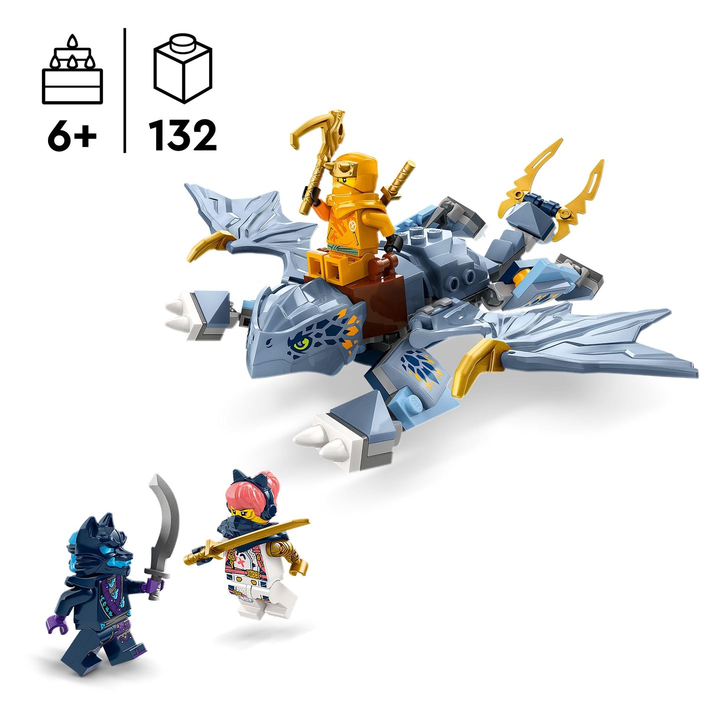 LEGO NINJAGO Arin's Ninja Terrain Buggy, ninja toy with car, dragon, and 4 mini-figures & NINJAGO Riyu the Baby Dragon, dragon toy.