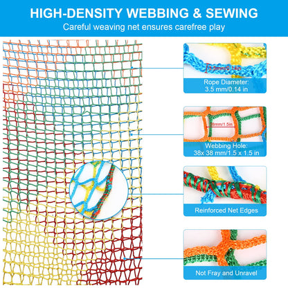 MENAYODA Climbing Net Playground, Heavy Duty Double Layer Safety Net Kids Climbing Frame Swing, Climbing Net Kids Fall Protection Net for Playground Outdoor Indoor Garden