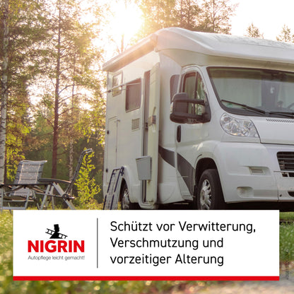 NIGRIN CARAVAN surface sealant, forms a water and dirt-repellent seal, protects against weathering, for materials such as paint, glass, plastic, rubber, acrylic, Plexy, 0.75l