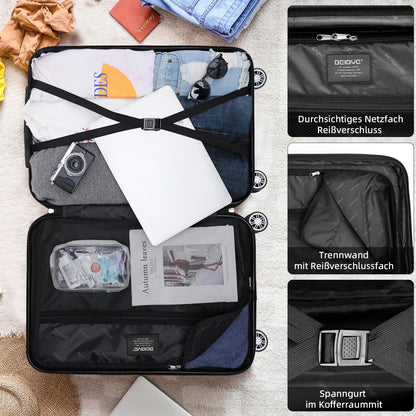 BEIBYE Twin Rolls 2048 Hard Shell Trolley Suitcase Travel Bag Luggage in M-L-XL Set (Coffee, XL)