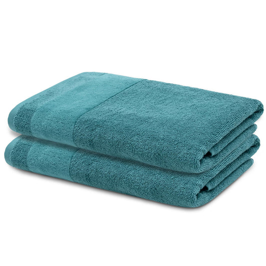LOOKS BY WOLFGANG JOOP 2X Bath Towel 70x140 cm – 100% Cotton Double Pack Luxury Bath Towels with Hanger & Logo Embroidery, Set of 2 Large Towels in turquoise