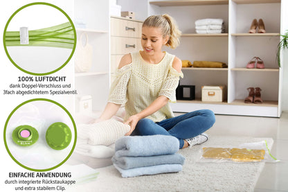NORDIC® - Vacuum bags for clothing - 6x size S (60x40cm) - BPA free - Includes labels - Small vacuum bags - Clothing vacuum storage bags