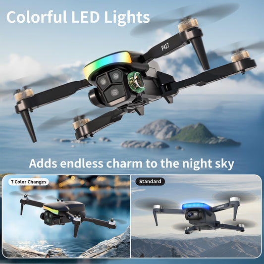 FAKJANK Drone with 1080P camera for kids, 90° adjustable lens, AIdrone FPV, brushless motor, 5GHz WiFi, 3D flip, headless mode, long flight time, beginner-friendly, black.