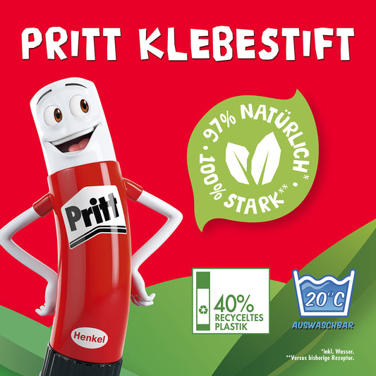 Pritt glue stick, safe and child-friendly adhesive for arts and crafts, strong glue for school & office supplies, 24x22g Pritt stick.