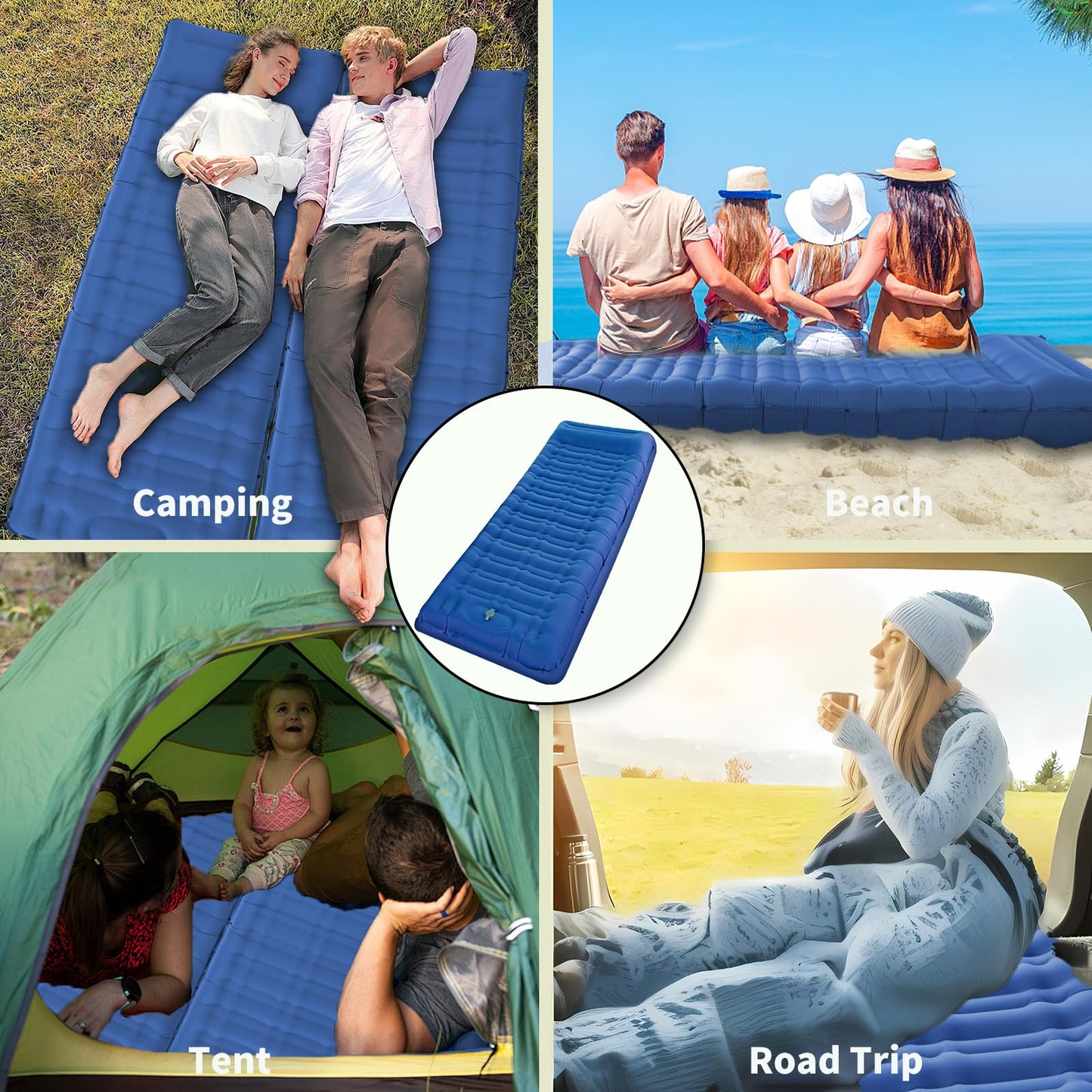 Airminti Camping Self-Inflating Air Mattress: 12cm Thickened Ultralight Outdoor Inflatable Mattress with Foot Press Pump and Pillow for Camping, Beach, and Trekking.