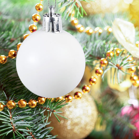 Relaxdays Christmas Baubles, Set of 100, Christmas Decorations, matte, shiny, sparkling, Tree Ornaments ∅ 3, 4 & 6 cm, white