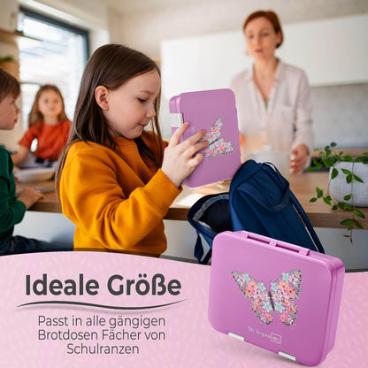 My Vesperbox - Jin - Bento Box for Kids - Lunchbox - extremely durable - ideal for kindergarten and school (Pink - Butterfly)