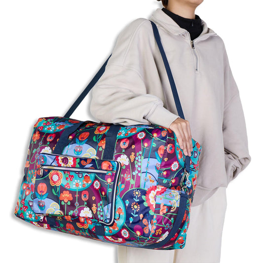 Arxus Large Foldable Travel Bag Carry the weekend bag over luggage with shoulder strap.