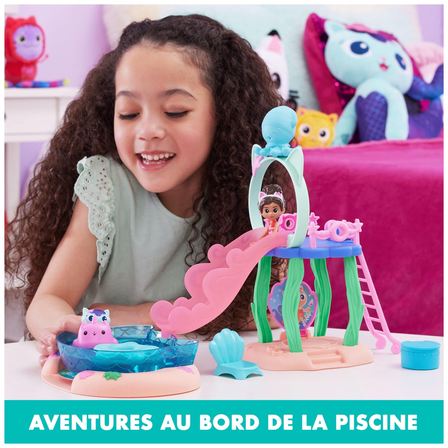 Gabby's Dollhouse, Purrific Pool Party Playset with Gabby and Kitty Fairy Figure & Deluxe Room, Sweet Dreams, Cozy Bedroom with Cuddle Cat