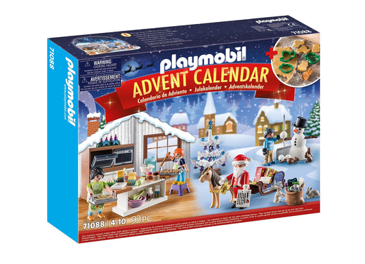 PLAYMOBIL Christmas 71088 Advent Calendar for kids: Christmas baking with cookie cutters, incl. toy bakery, toy for kids aged 4 and up.