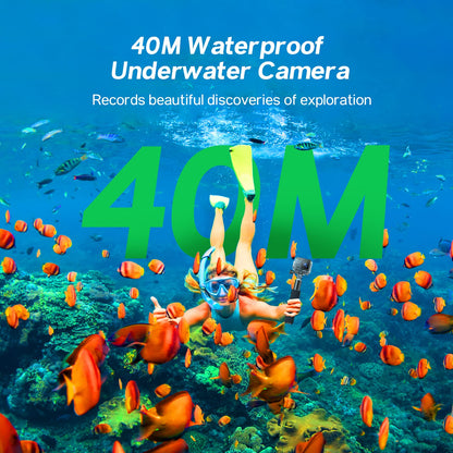 Surfola Action Cam 4K, underwater camera 40M waterproof 20MP EIS image stabilization 170° wide angle helmet camera WiFi