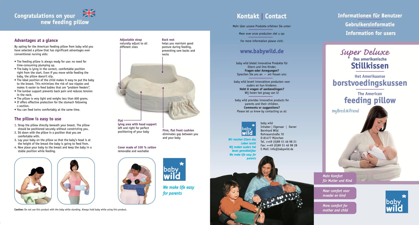 MY BREST FRIEND 0065 Baby Wild - American Super Deluxe Nursing Pillow, Color: Platinum