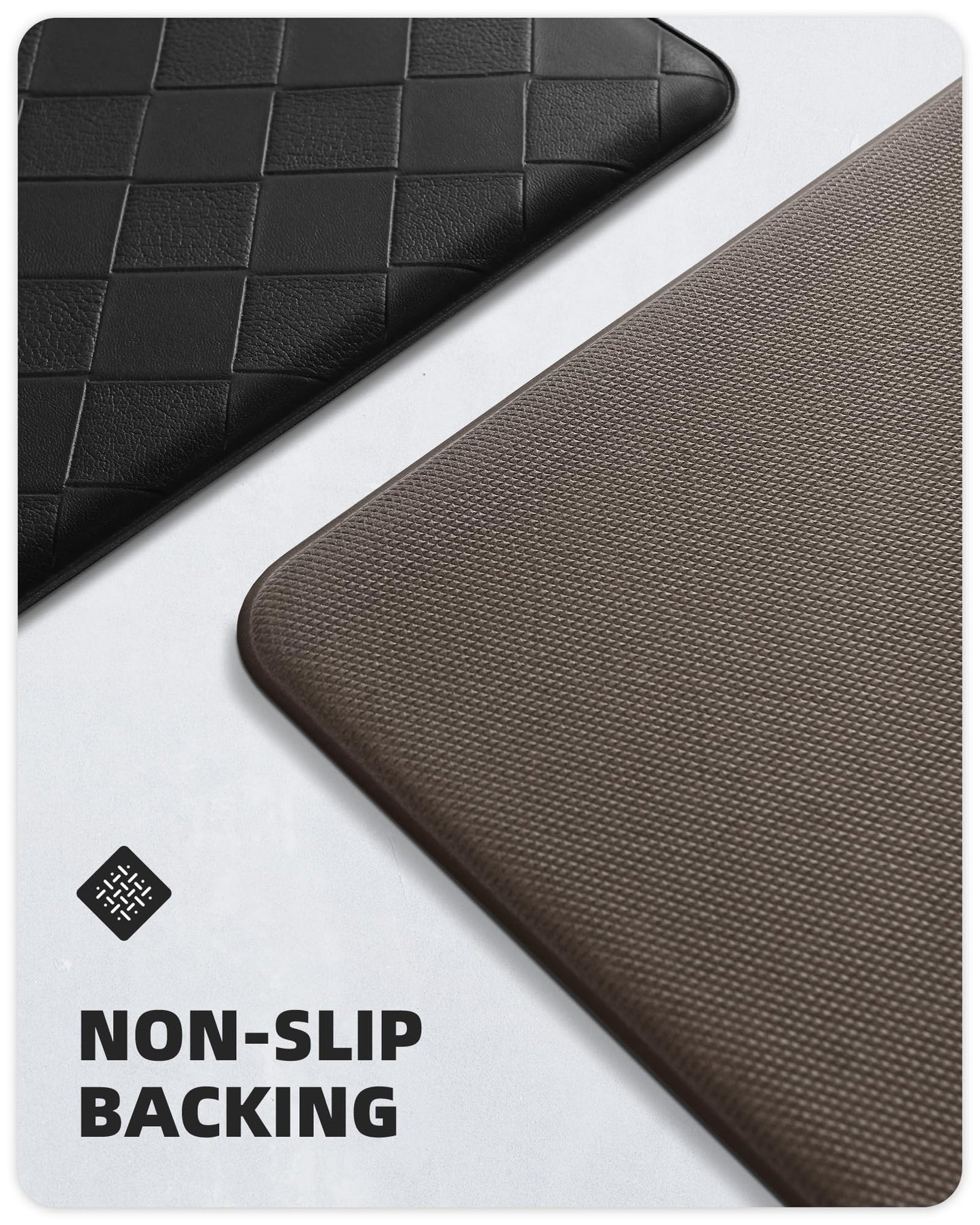 Color G kitchen runner 44 x 120 cm, anti-fatigue kitchen carpet washable non-slip, leather carpet kitchen oil resistant, waterproof for kitchen, dining room, living room, office (black)