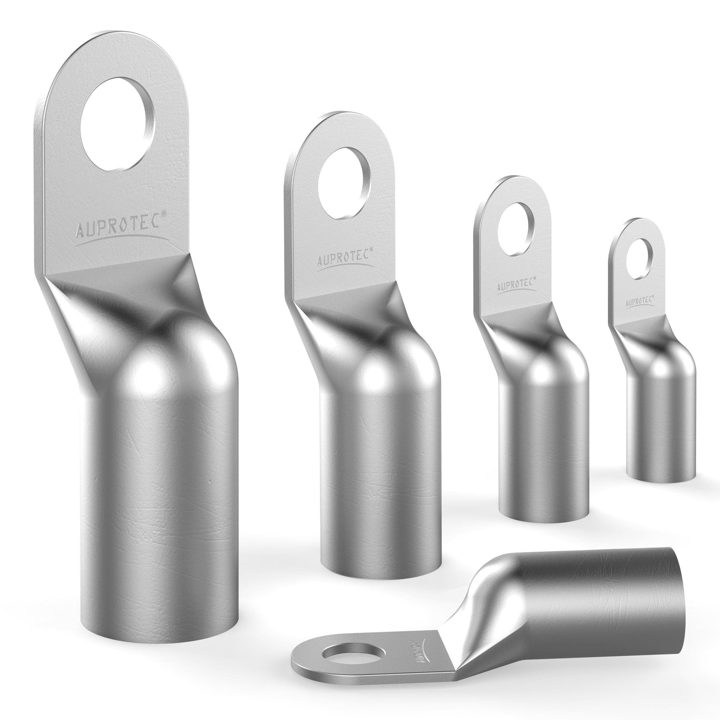 AUPROTEC 100x tube cable lugs 50 mm² hole diameter M10 uninsulated SC cable connectors made of tinned copper.