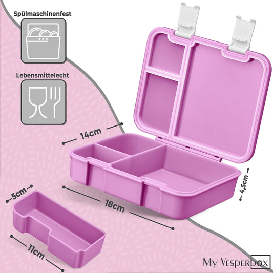 My Vesperbox - Jin - Bento Box for Kids - Lunchbox - extremely durable - ideal for kindergarten and school (Pink - Butterfly)