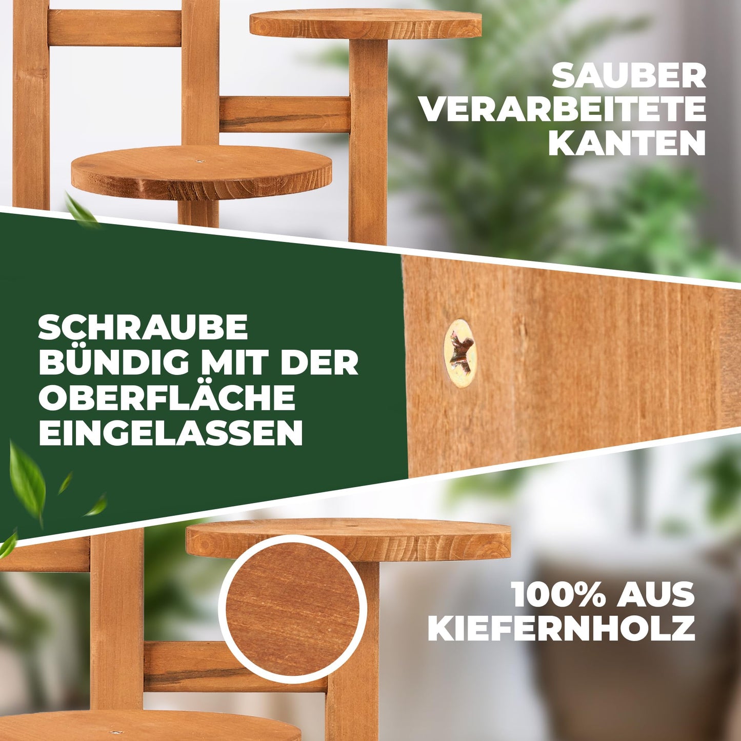Homely 5-Tier Pine Wood Flower Rack [Multi-level] Plant Stand Indoor Flower Shelf Plant Display Stand Flower Ladder Plant Stairs Flower Bench for Indoor Balcony Garden
