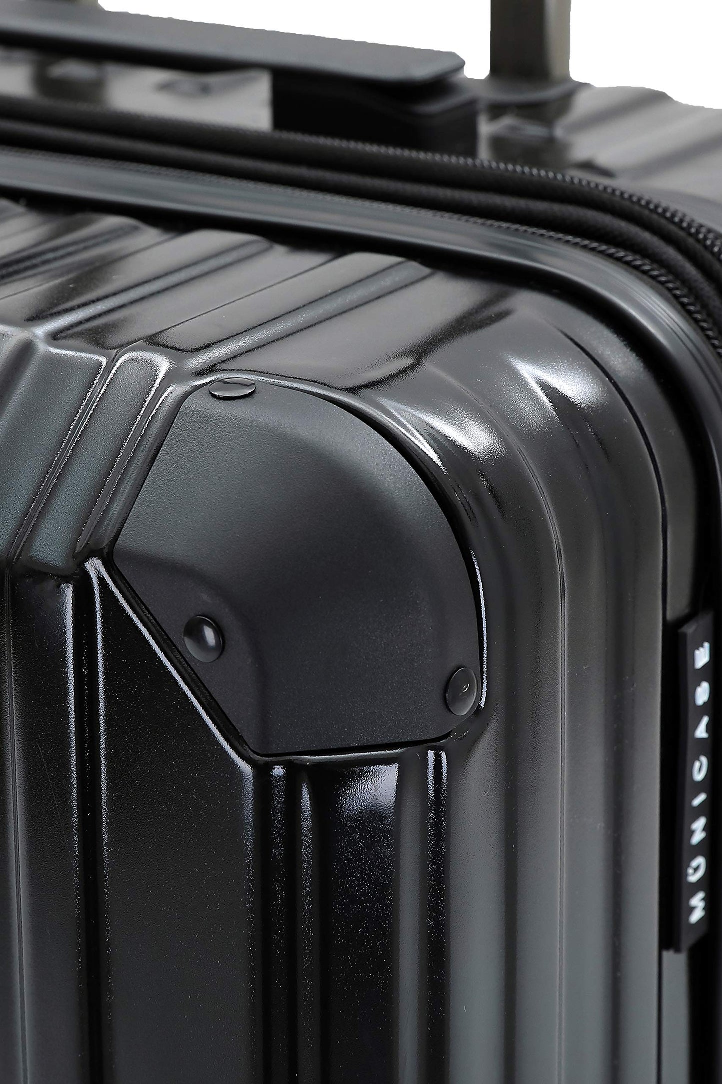 Münicase M816 TSA lock, expansion joint, telescopic handle, 4-wheel travel suitcase, hard shell (black, medium size)