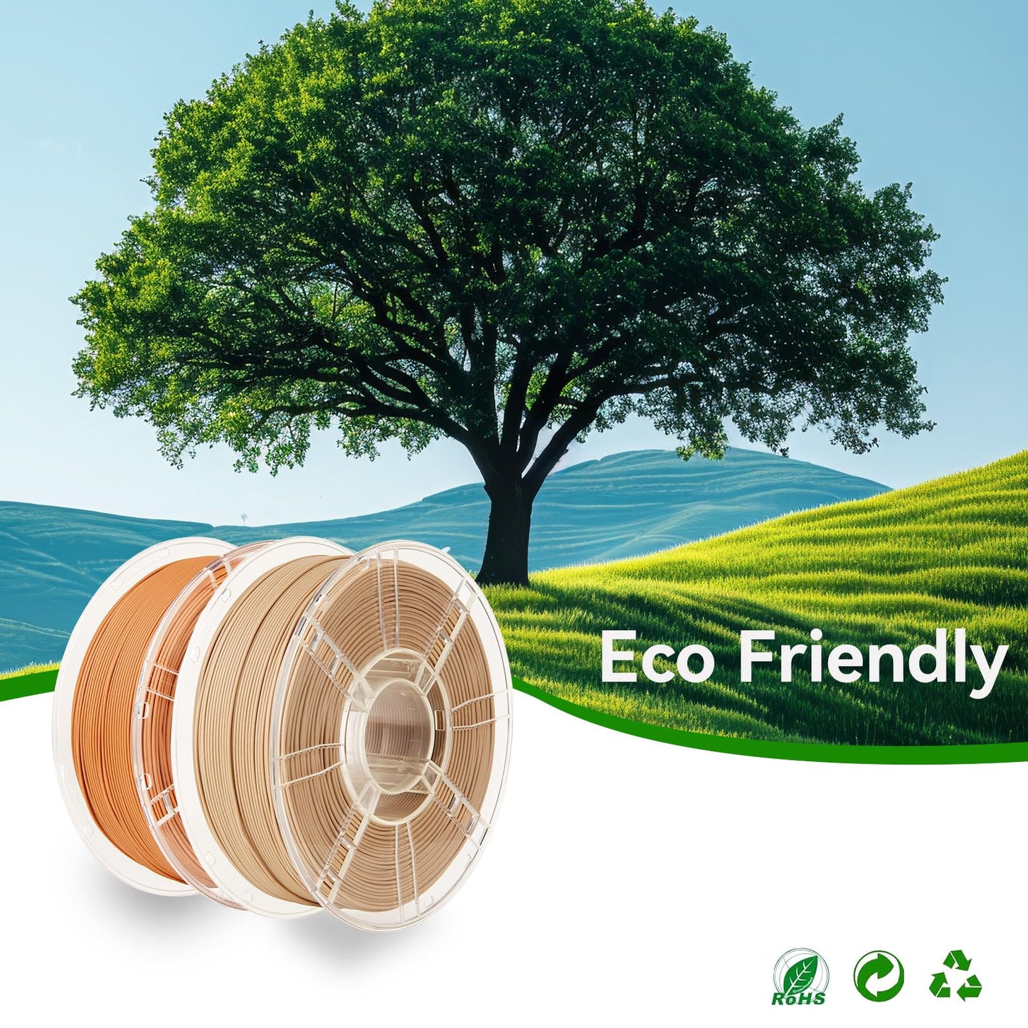 LVVJ3D PLA Filament 1.75mm, Natural Matte Wood Texture 3D Printer Filament, Yellow Teak Wood Filament Precision +/- 0.03mm, 1kg/Spool