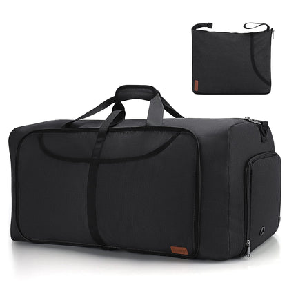 Vogsnow Travel Bag Large Foldable 100L, Weekender Overnight Bag Duffel Waterproof Sports Bag with Shoe Compartment for Men and Women