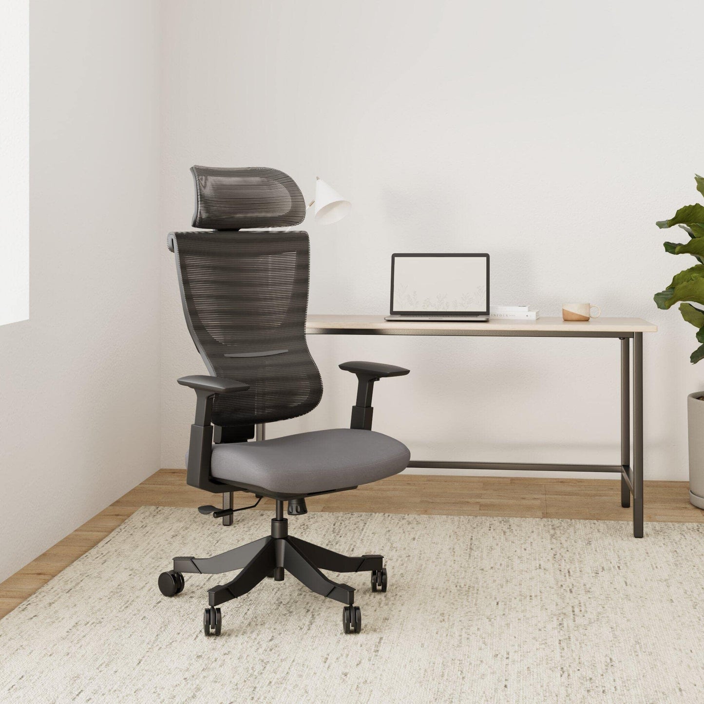 FLEXISPOT ergonomic office chair desk chair computer chair adjustable seat headrest 3D armrest lumbar support caster wheels task chair BS8G GRAY