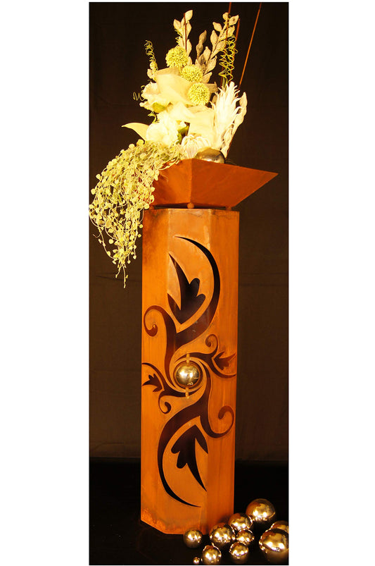 8-sided pillar Pandora + bowl Classic noble rust metal garden decoration garden stele.