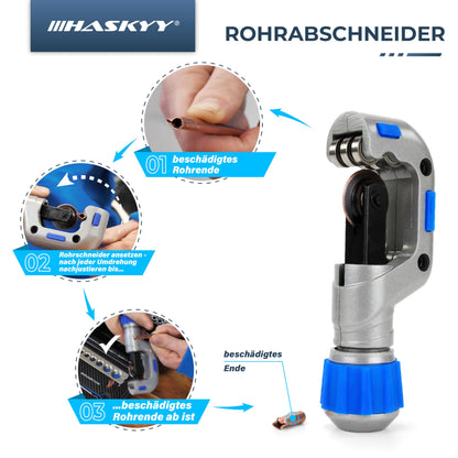 HASKYY Flaring Tool I 5-19MM I 1/8'-3/4' I Flaring Device Swivel Flaring Tool Air Conditioning R407c R410a with Pipe Cutter
