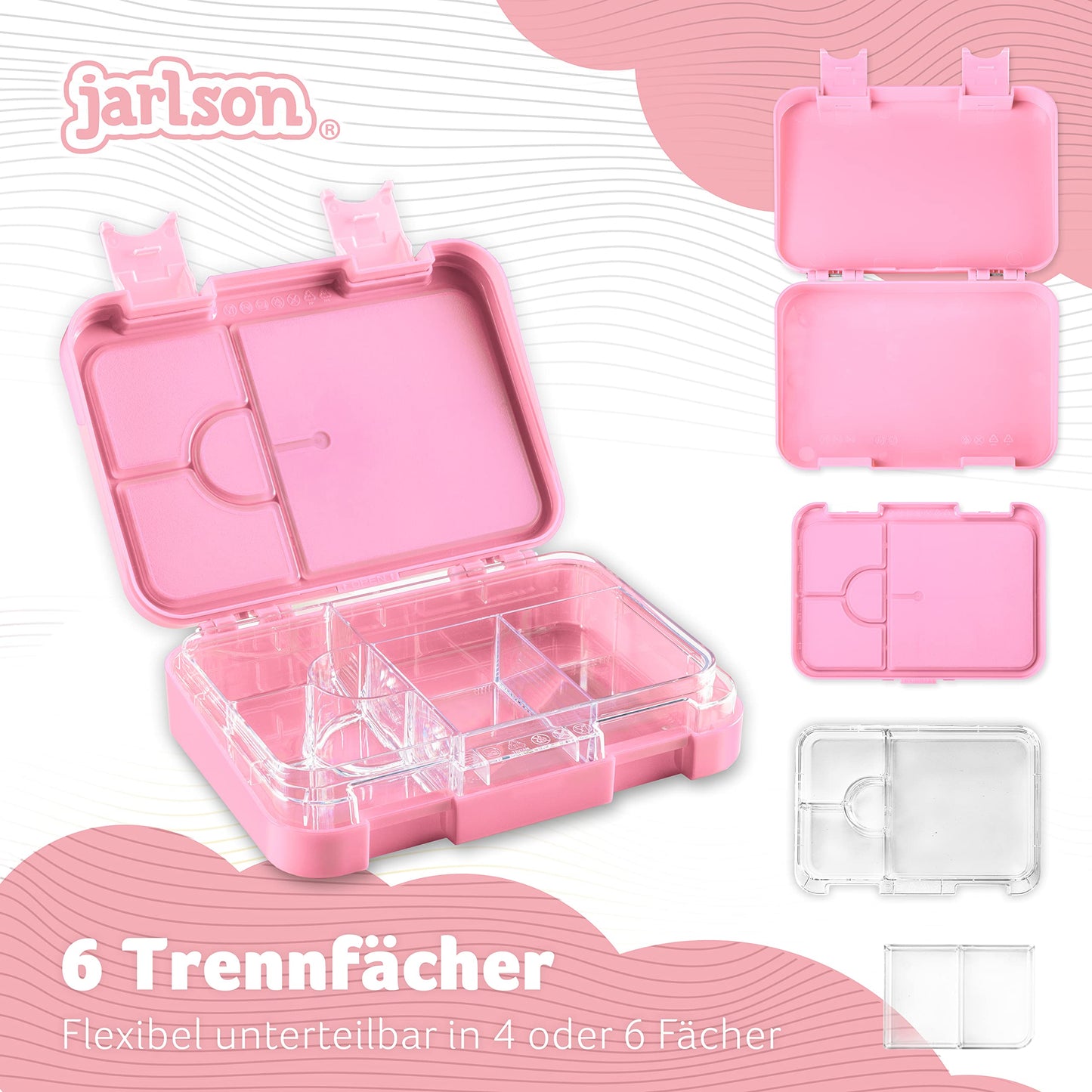 Jarlson® Kids Bento Box with Compartments - TONI Lunchbox - Leakproof Lunchbox for Kindergarten and School - Girls and Boys | Snack Box (CAT)