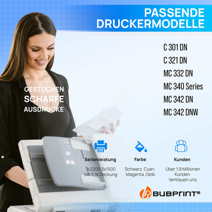 Bubprint 4 Toner compatible as replacement for Oki C301 C301DN C321 C321DN MC332 MC332DN MC340 MC342 MC342DN MC342DNW - 44973536 44973535 44973534 44973533 Set