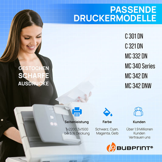 Bubprint 4 Toner compatible as replacement for Oki C301 C301DN C321 C321DN MC332 MC332DN MC340 MC342 MC342DN MC342DNW - 44973536 44973535 44973534 44973533 Set