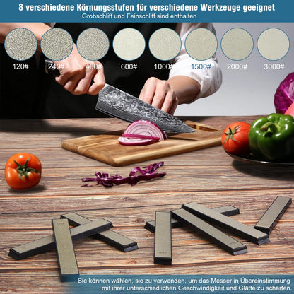 Image sharpening stone set 8 pieces diamond whetstone with grit 120/240/400/600/1000/1500/2000/3000 whetstone knife sharpener accessory for kitchen