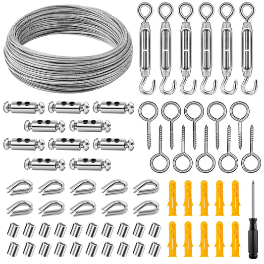 TicKiddos 2mm steel cable, wire rope 35M for home & garden wire fence kit, 304 stainless steel wire rope for climbing plant support system, tent rope, clothesline, hanging lights, picture display, sun sail.