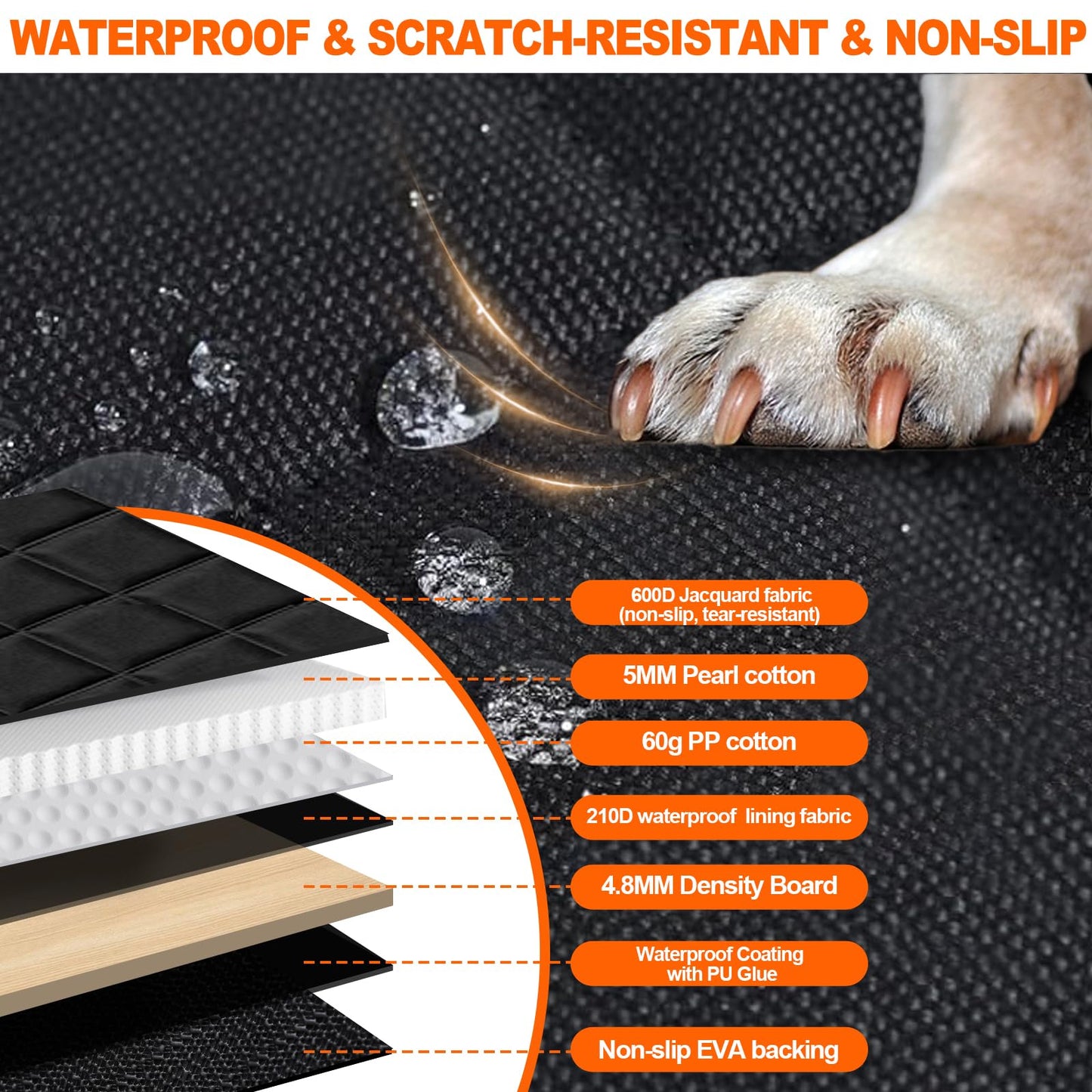 Vinstatin car backseat with hard bottom, dog blanket widened, car seat cover waterproof scratch-resistant nonslip, car seat for dogs backseat with safety belt.