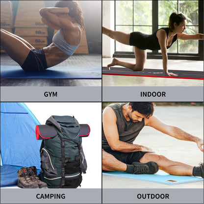 PROIRON gymnastics mat, home exercise mat with carrying strap, non-slip training mat, thick 10/15mm yoga mat and sports mat fitness mat Pilates mat for home training.