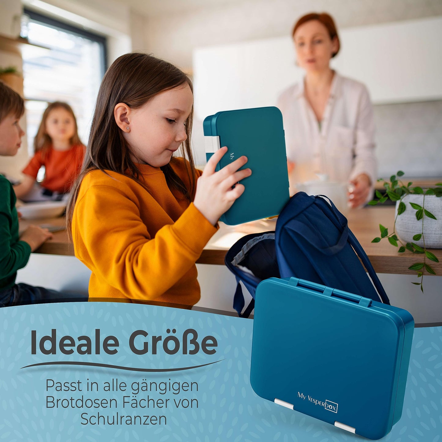 My Vesperbox – Jin - Bento Box Children - Lunchbox - extremely durable – Lunchbox – ideal for kindergarten and school (Petrol)