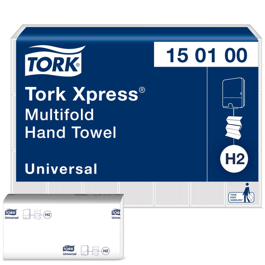 Tork Xpress Multifold Towels White H2, universal quality, cost-efficient, 21 × 230 sheets, 150100