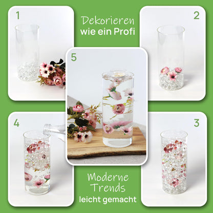 Comfoorder - Transparent water beads - Decorative water beads for plants in vase, approximately 100,000 hydro beads, clear gel balls